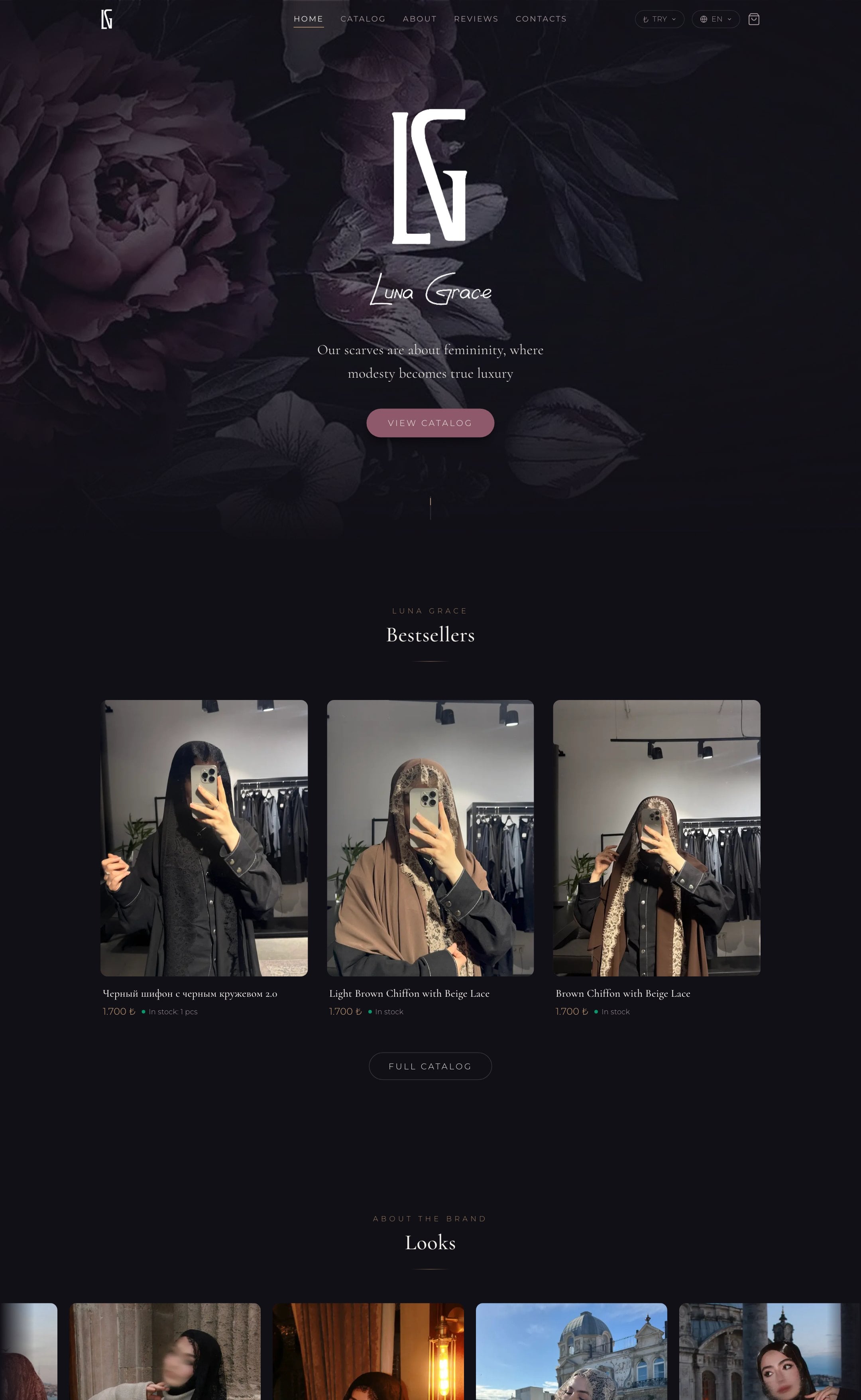 The Luna Grace website on a laptop