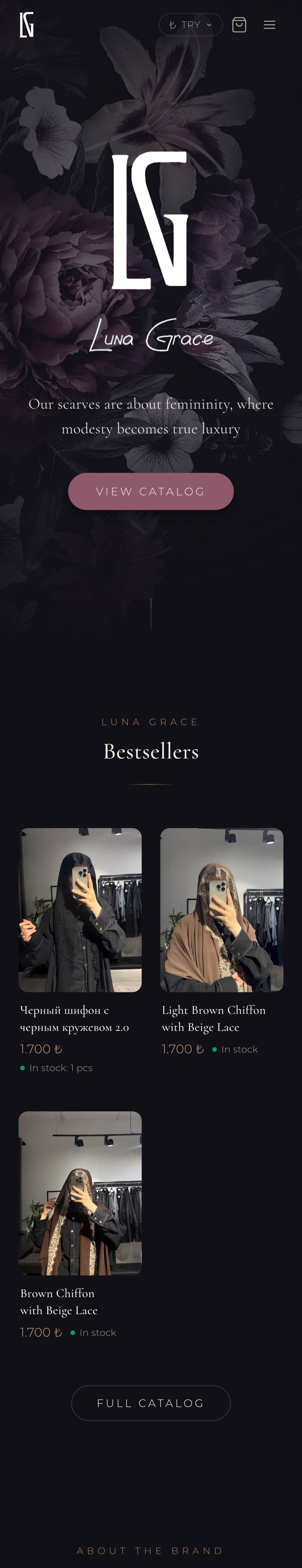 The Luna Grace website on a phone